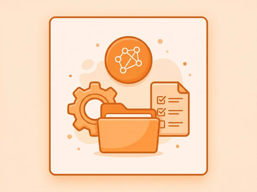 Gear, folder and checklist icons
