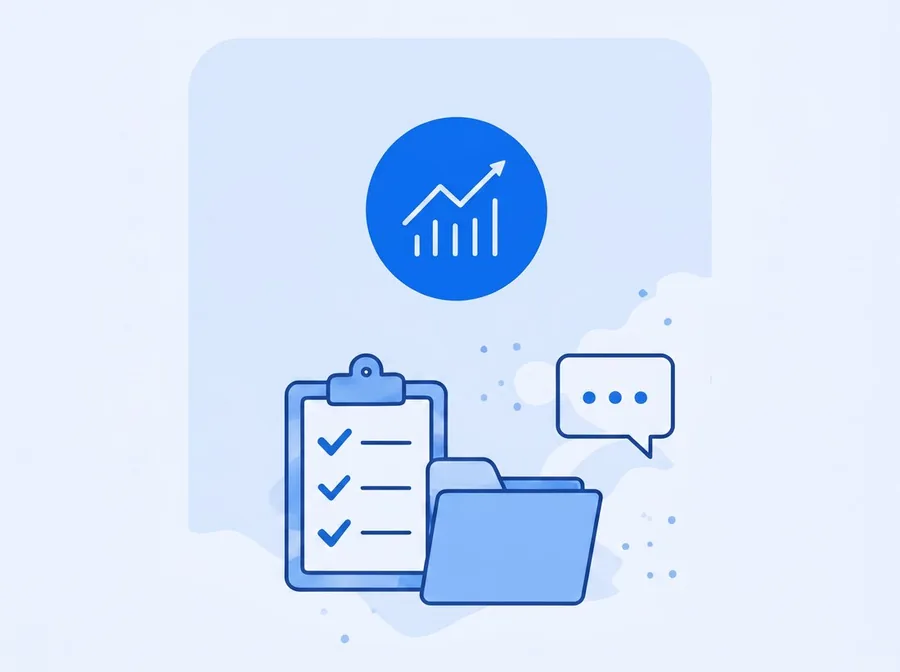 Clipboard, folder and chat icons