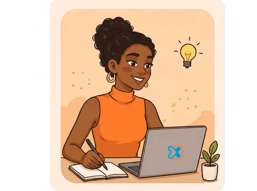 Woman working at a laptop